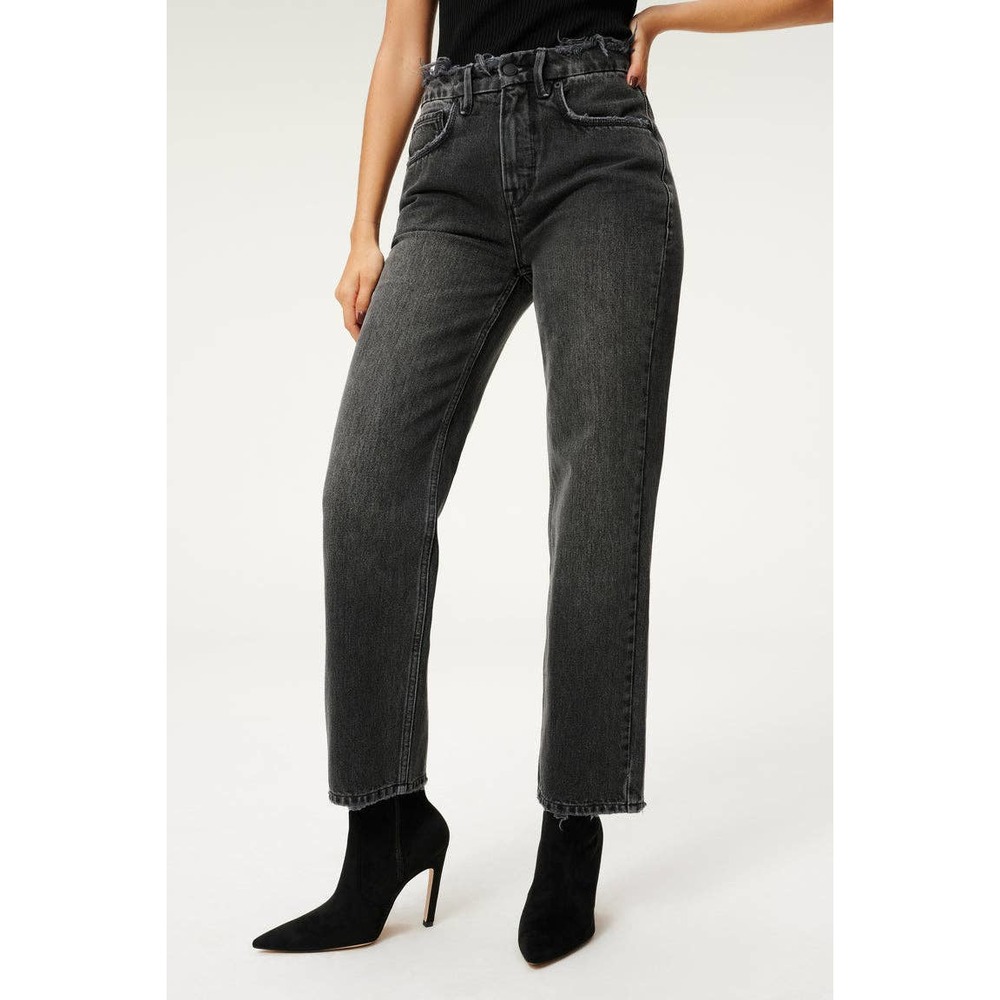 Good American Women's Size 12/31 90s Duster Straight Leg Jeans Black Gray NWT